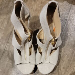Michael Kors Light Gray Wedge Sandals
